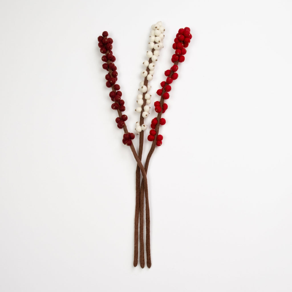 Felt Winterberry Ilex Stem
