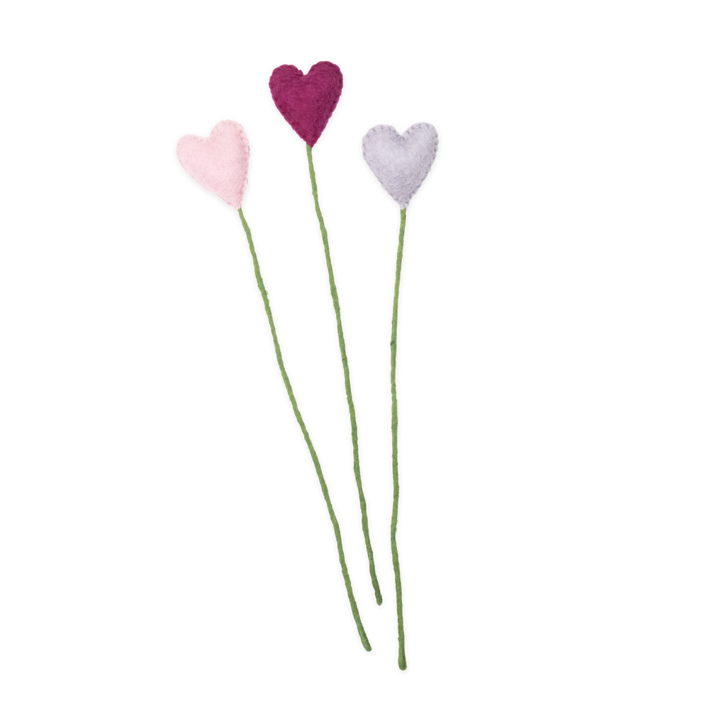 Rainbow Felt Heart Stems