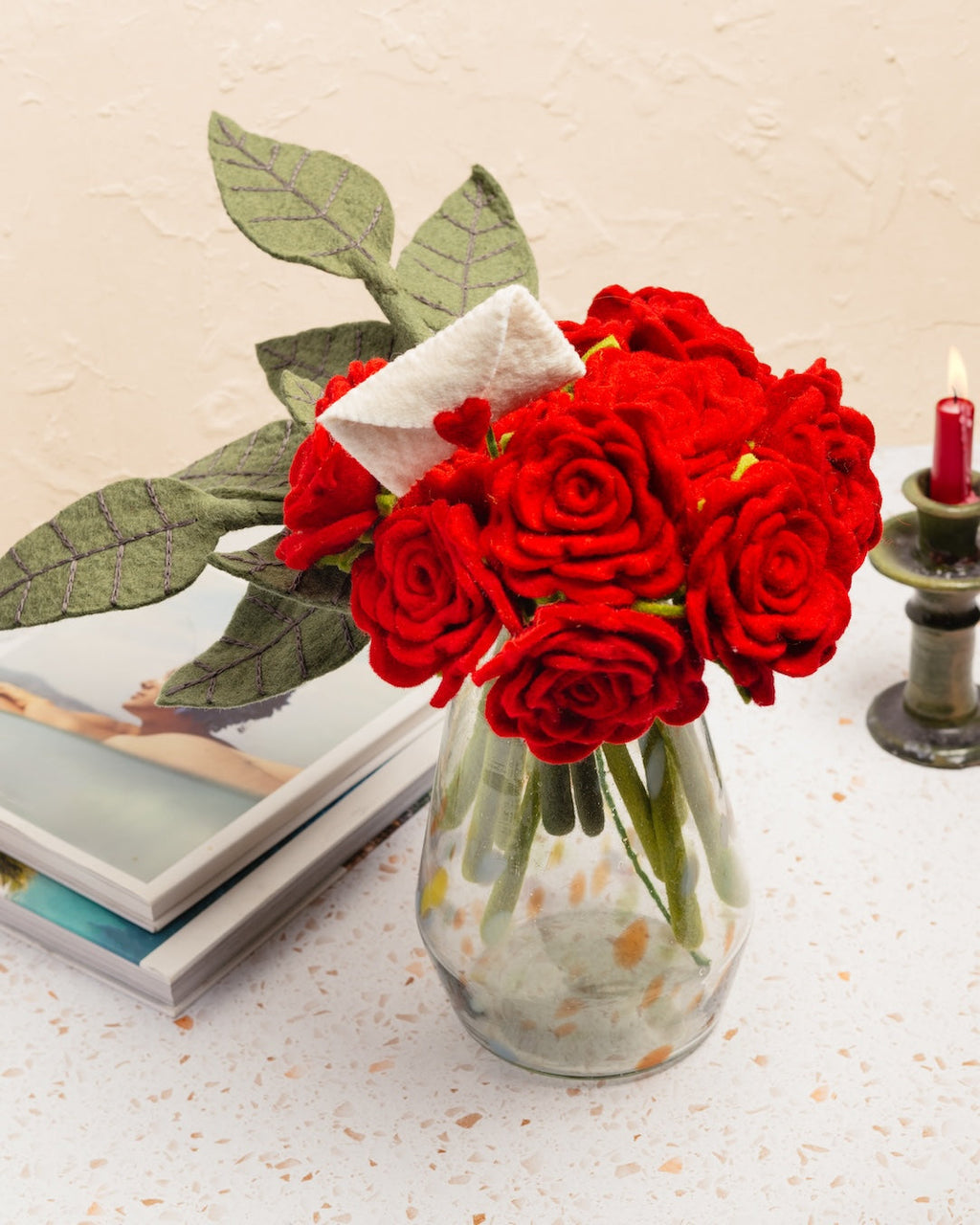 Felt Blooming Rose Stem