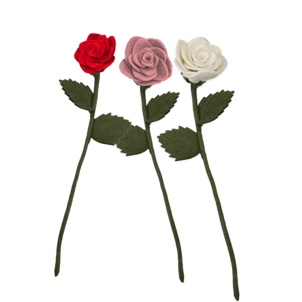 Felt Long Stem Rose
