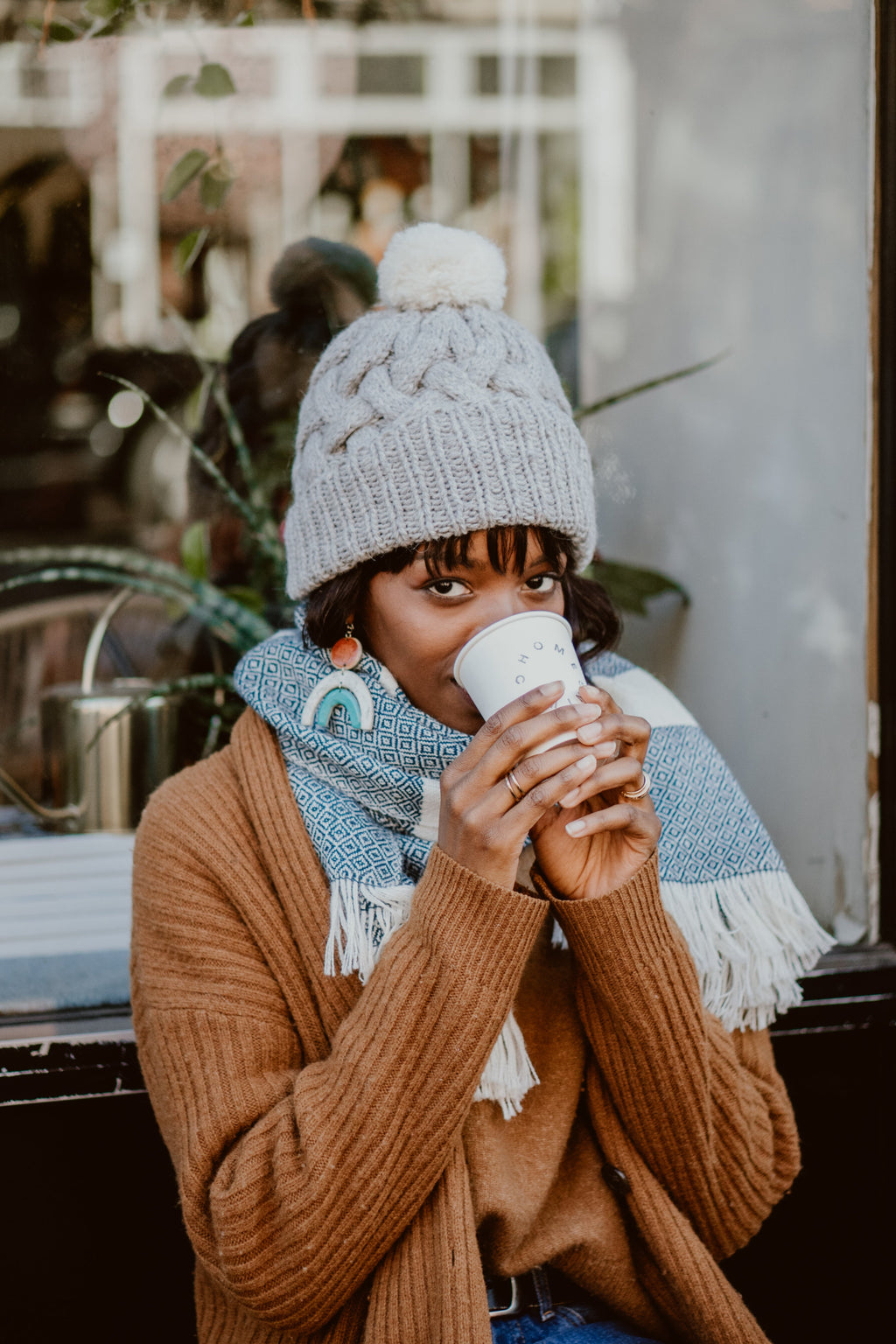 Pom Cable Knit Hat