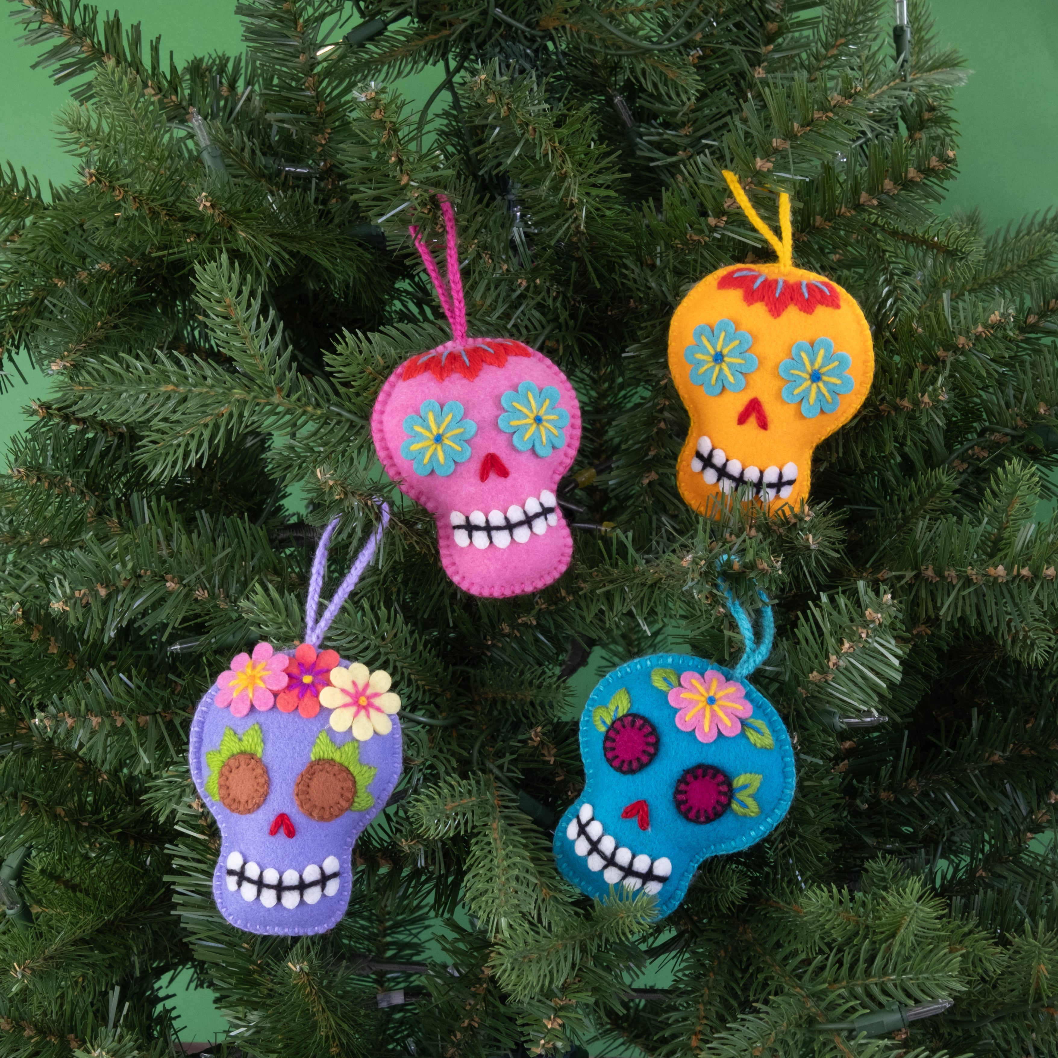 Felt Sugar Skull Ornament